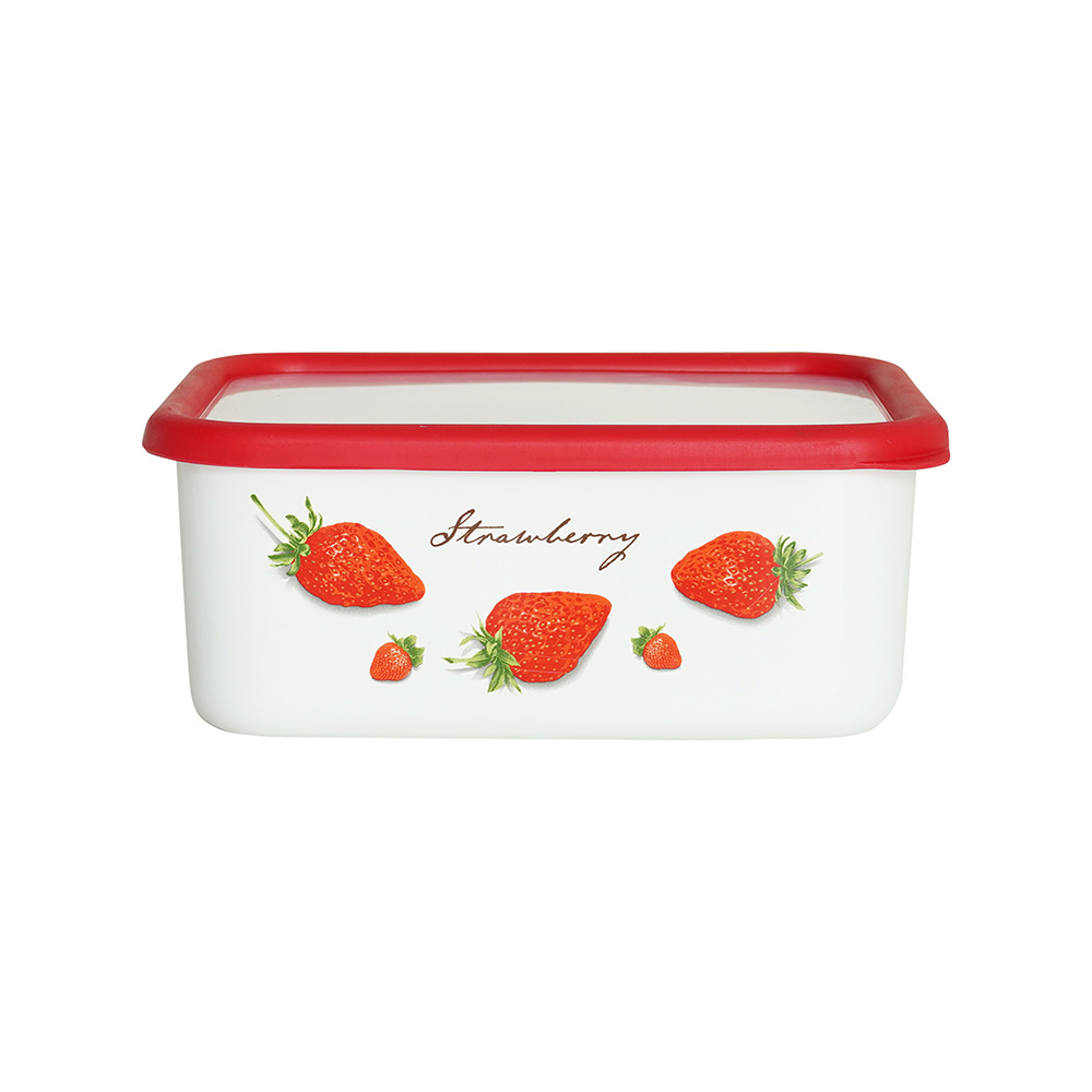 富士ホーロー 保存容器 深型 角容器 L サイズ ストロベリーシリーズ
