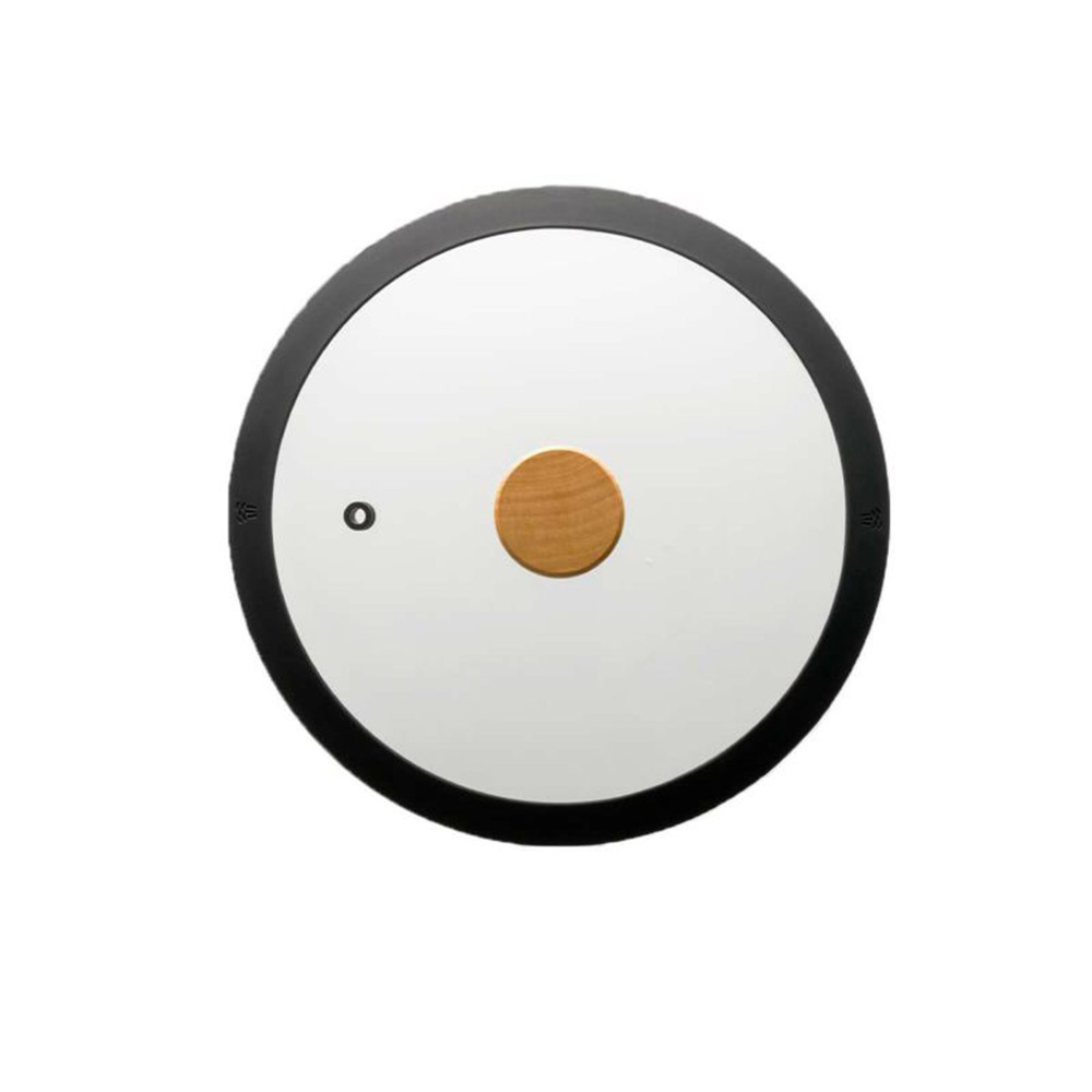 フライパン蓋 フタ 24cm ガラス蓋 シリコーンリッド ふた フチ 縁 シリコン シリコーンゴム 耐熱 蒸気穴 キッチン用品 ガラス蓋 フライパンカバー | apide | 01