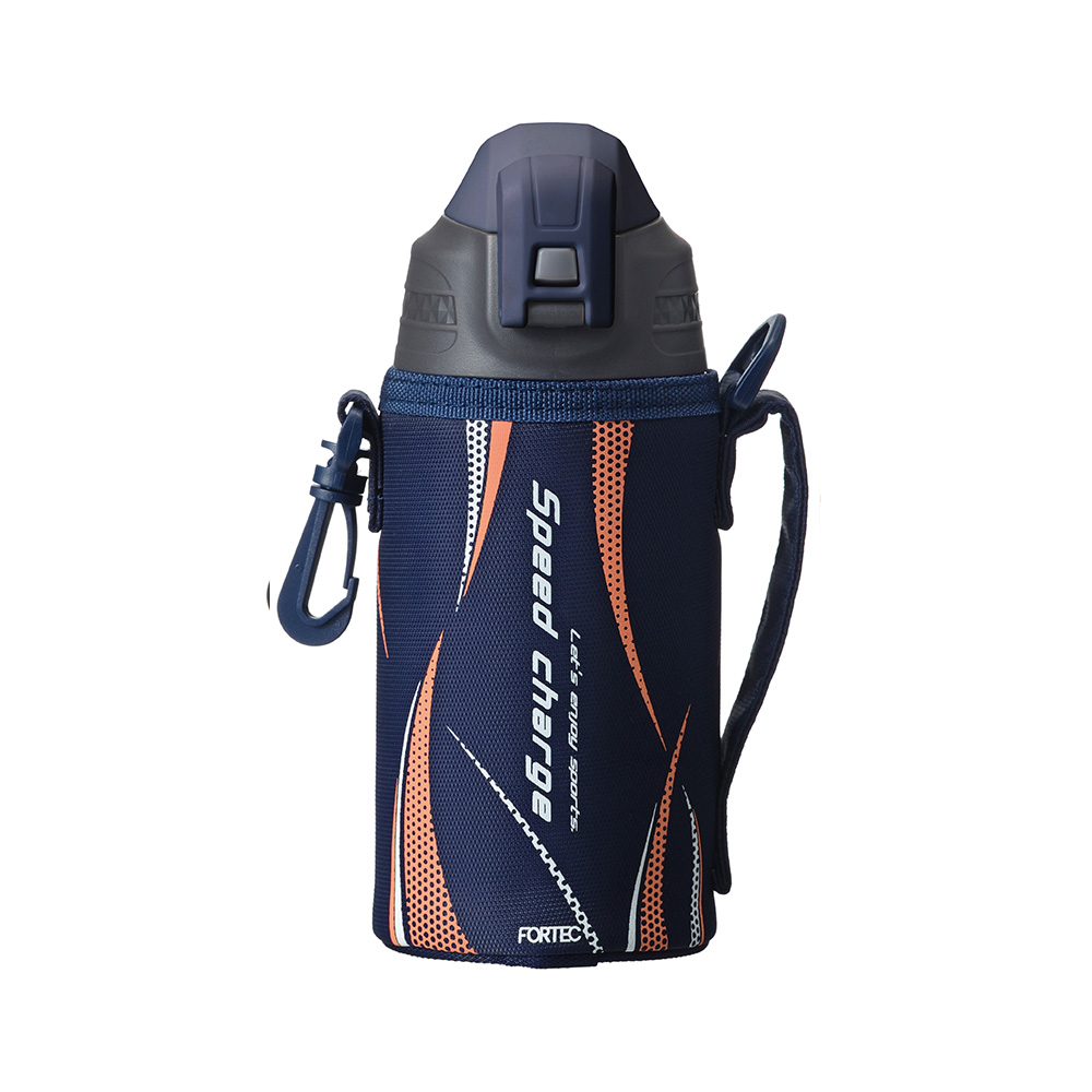 水筒 0.6L ステンレス 直飲み ワンタッチ カバー付き 保冷 ステンレスボトル スポーツボトル   ボトル 広口 ショルダーベルト付き ポーチ付き フォルテック | 和平フレイズ | 02