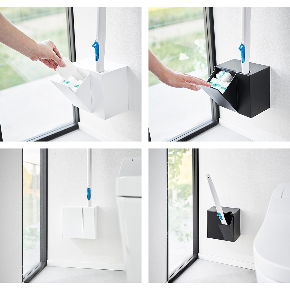 ホールダーガラスカップの壁の山と現代的なスタイルのトイレのブラシ