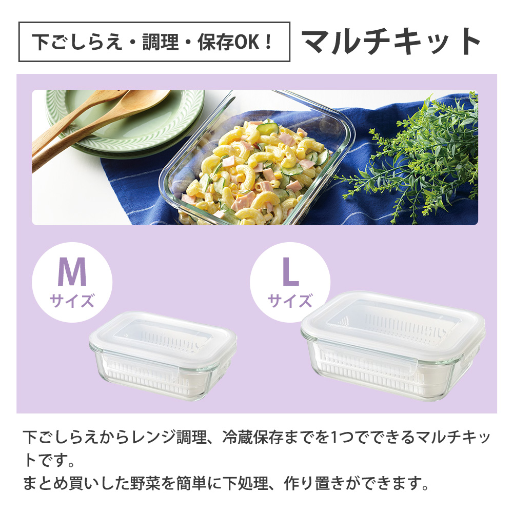 ヴィンテージ マーマレード　容器セット 和平フレイズ 耐熱ガラス 角型容器セット M 保存容器 電子レンジ ザル