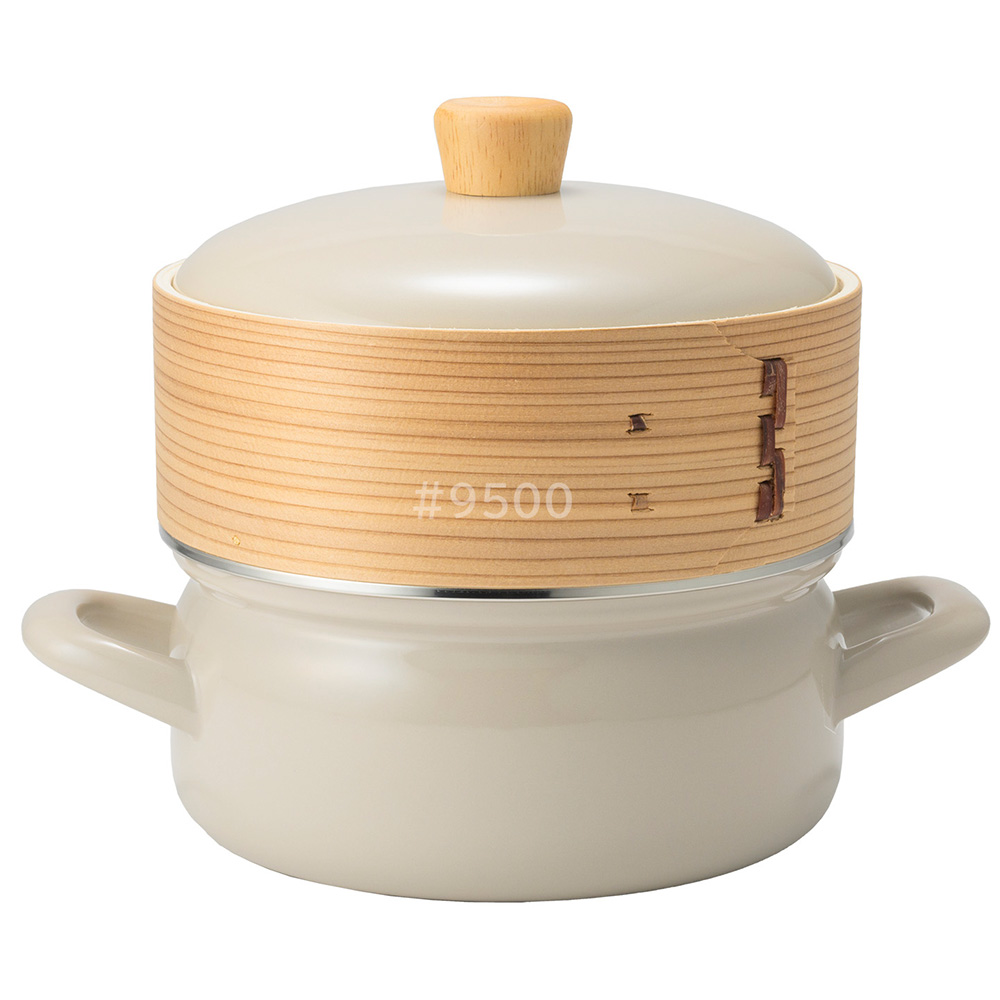 せいろ付きホーロー鍋 せいろ 鍋付き 18cm 竹 両手鍋 せいろ蒸し器 蒸し 鍋セット セイロ 1段 ih ガス IH対応 シリコンシート付き 竹せいろ 蒸篭 | 富士ホーロー | 02