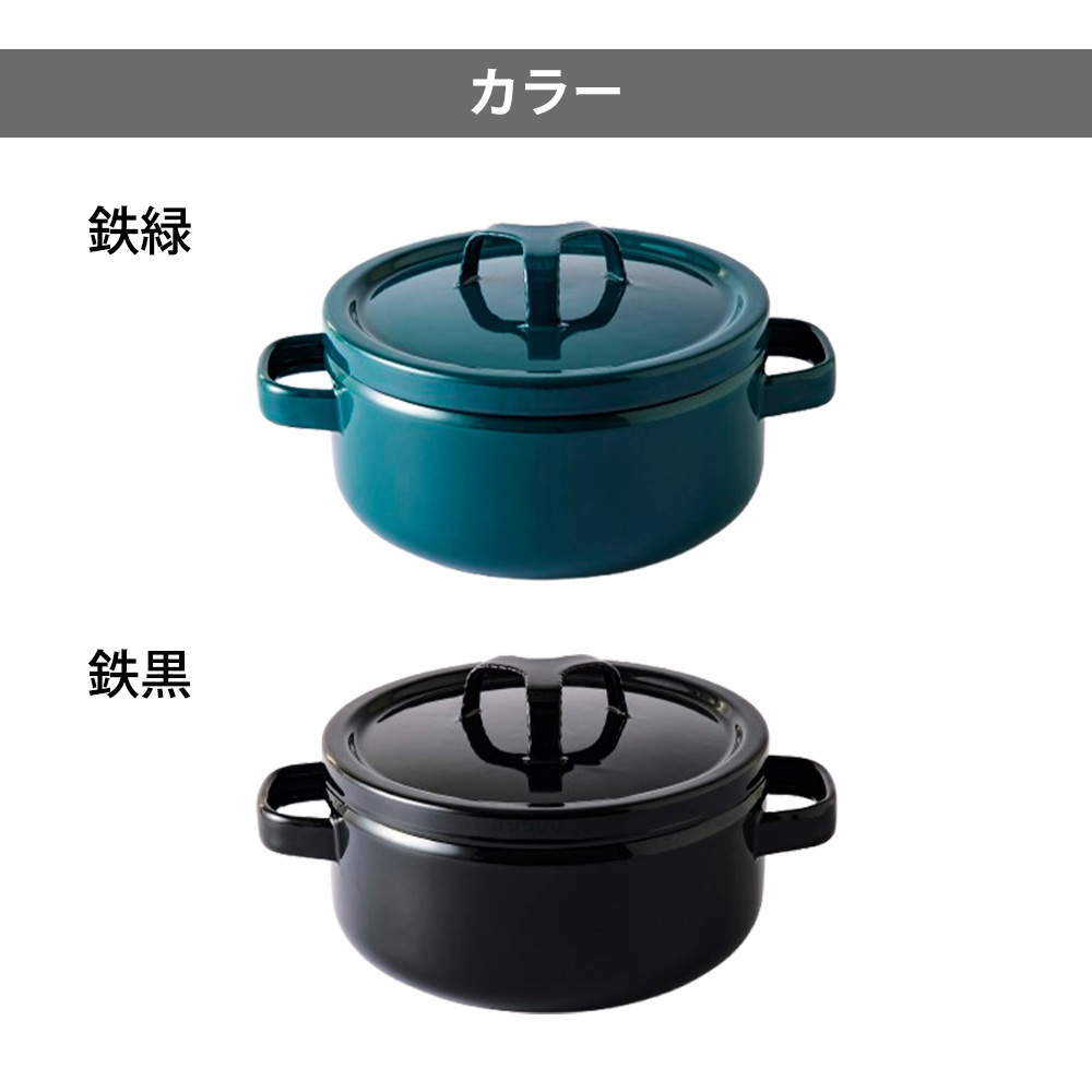 富士ホーロー 両手鍋 20cm ガス 直火 IH対応 匠シリーズ 3.0L 3L 蓋