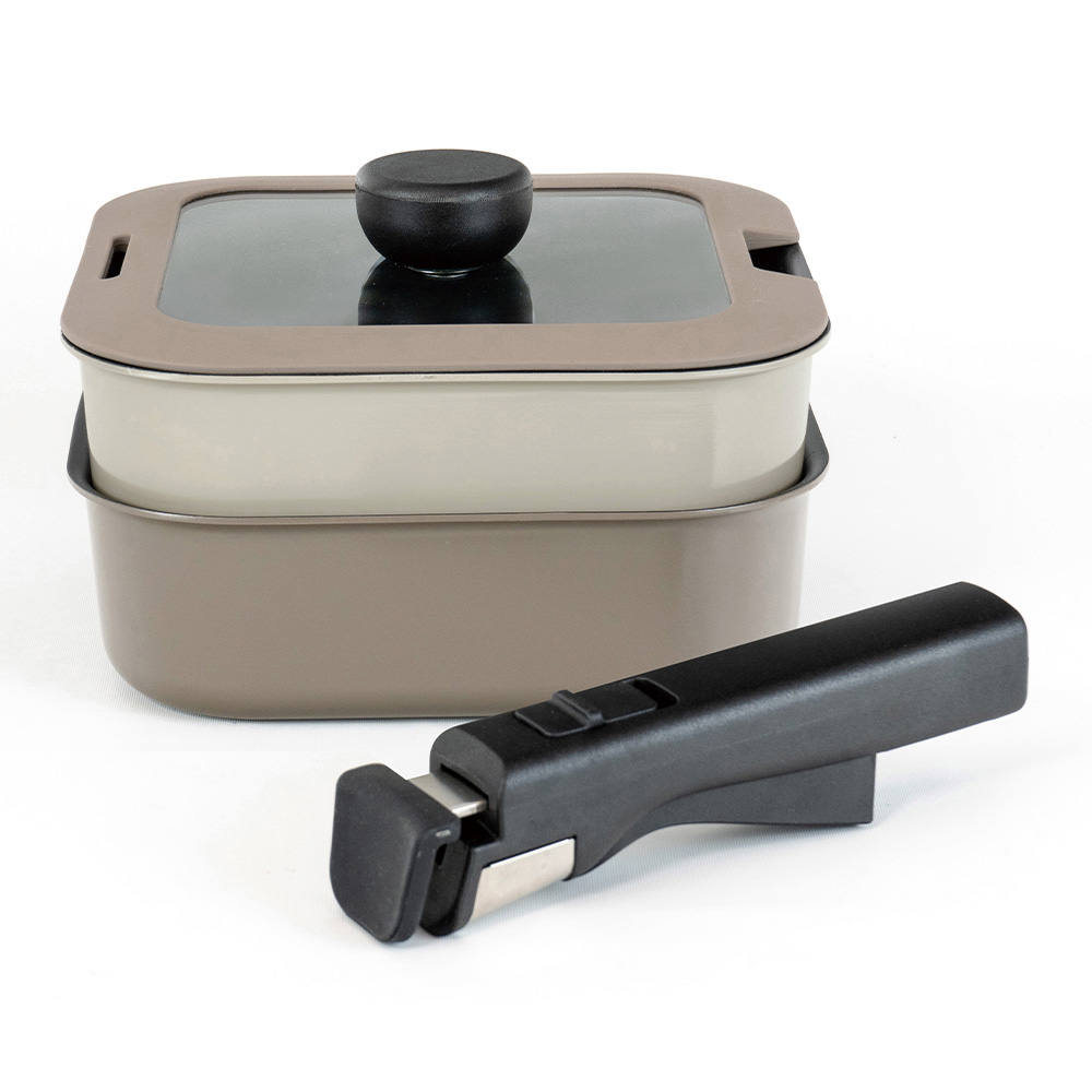 フライパンセット 鍋 4点 ガス火 IH対応 ガラス蓋 ハンドル 角型 着脱 16cm 18cm レクトメイト 取っ手取れる 四角 オーブン ふっ素加工 食洗機対応 和平フレイズ | 和平フレイズ | 02