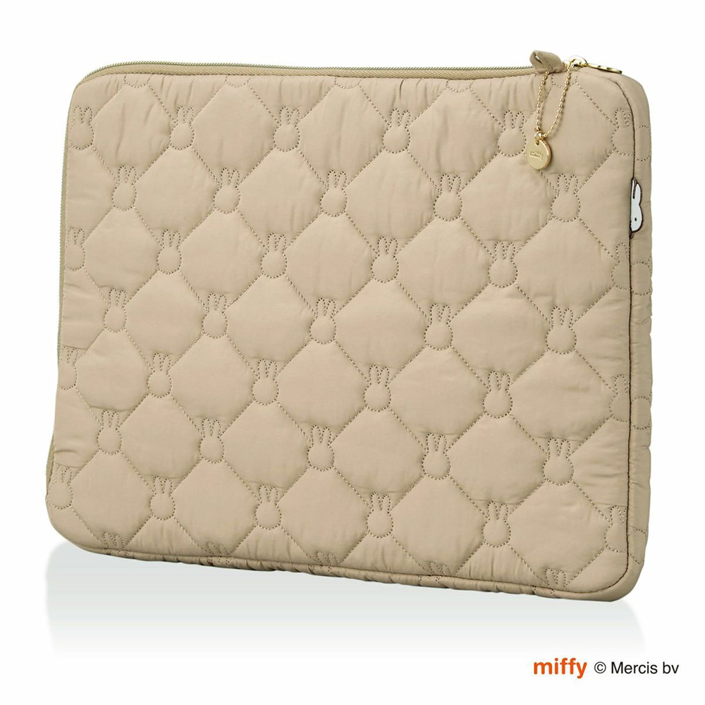 ミッフィー フラットポーチ キルティング miffy タブレットケース パソコン PC A4 iPad ノートPC 14inch 旅行 トラベル L字ファスナー シフレ チャーム付き | Siffler | 03