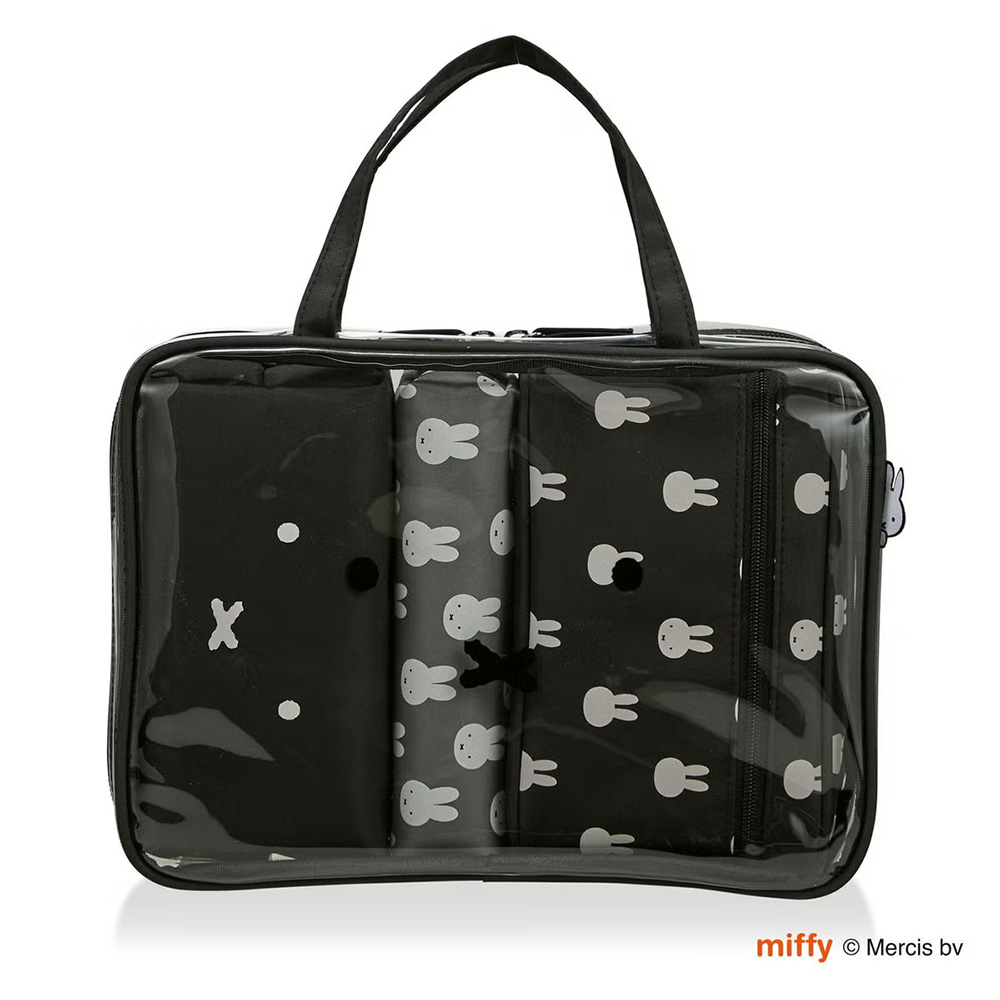 ミッフィー miffy トラベルポーチセット 4点 化粧 メイク コスメ バッグ 旅行 トラベルグッズ クリア オーガナイザー キャラクター 収納 仕分け 筆箱 シフレ | Siffler | 01