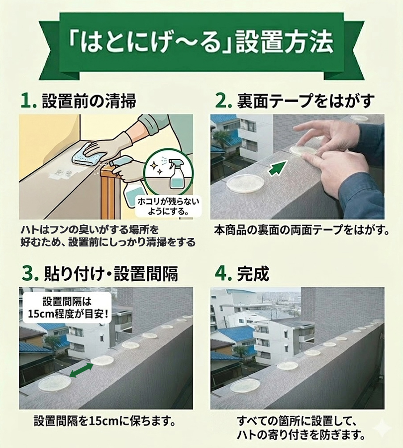 はとにげーる 鳩対策 糞害防止 鳥用 ハト除け ハト避け 退治 ベランダ