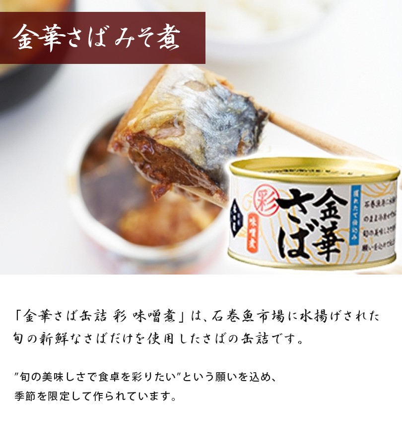 サバ缶 木の屋 石巻水産 彩 金華さば みそ煮 170g×6缶セット 鯖 缶詰 ギフト 非常食 長期保存食