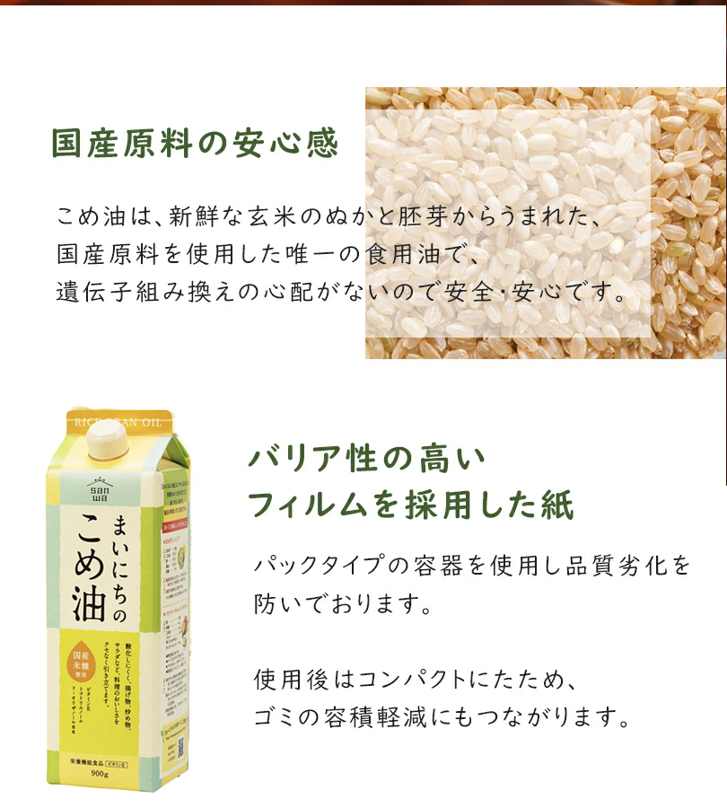 米油 三和油脂 まいにちのこめ油 900g×3本セット 国産 こめあぶら 食用