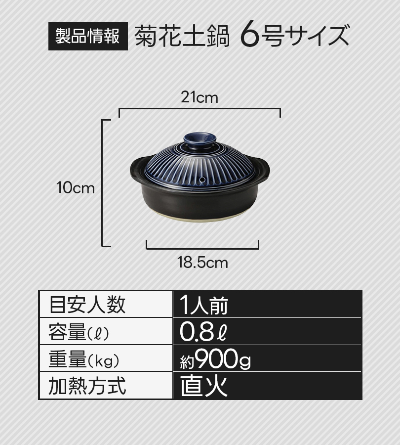 銀峯陶器 菊花 土鍋 一人用 6号 瑠璃釉 直火・電子レンジ・オーブン可