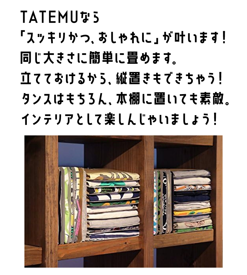 衣類 収納ケース TATEMU 18枚セット グレイ たてむ 洋服 Tシャツ