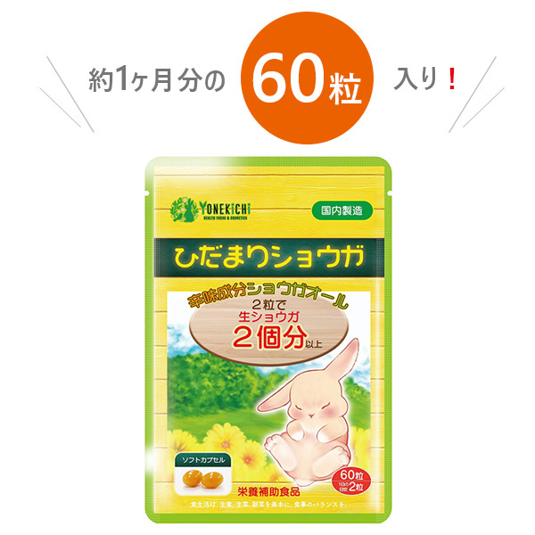 生姜サプリメント ひだまりショウガ 60粒入×3個セット ソフトカプセル