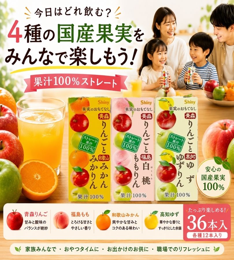フルーツジュース 国産ストレート果汁100％ シャイニー 果実の
