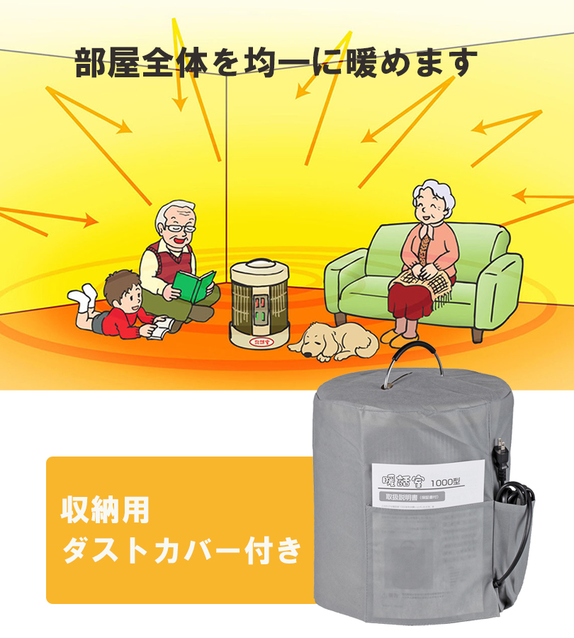 暖話室 1000型 ベージュ ホワイト 250/500/750/1000W(4段階切替