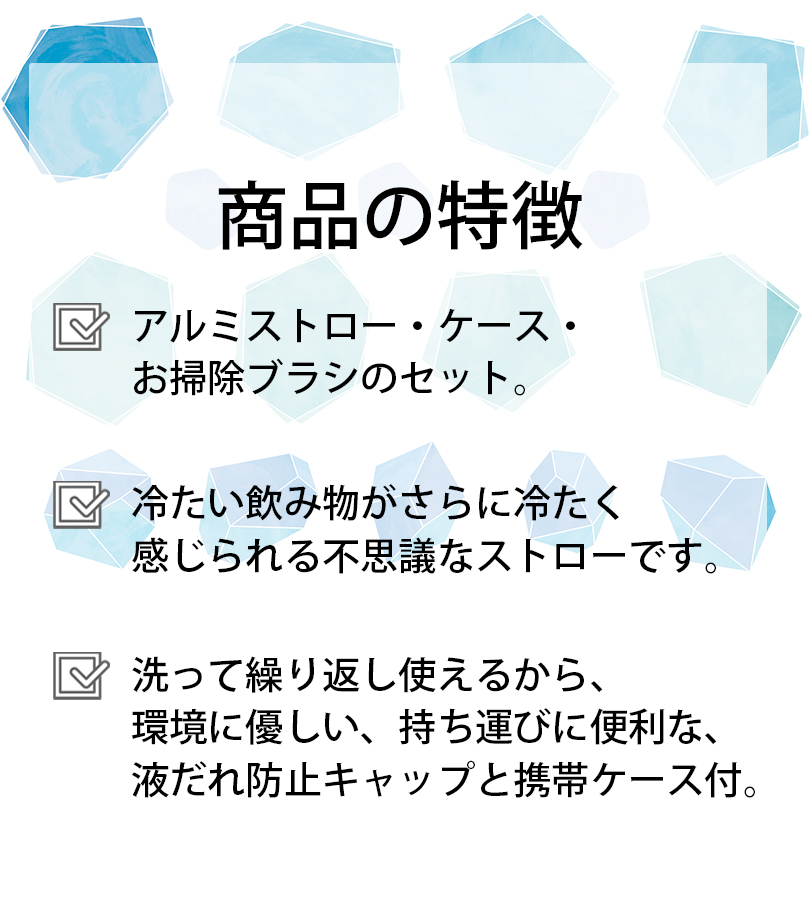 アルミストロー 携帯ケース＆お掃除ブラシ付きセット 全3色 燕三条