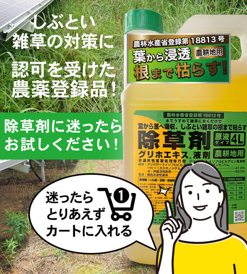 グリホエキス 除草剤 原液 液体タイプ 41％ 4L 農耕地用 畑に使える