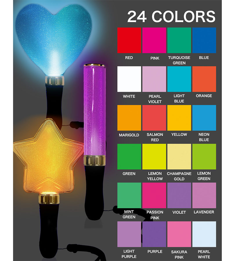 ペンライト ヘッド 3種セット ハート 星型 筒 コンサート カラチェン