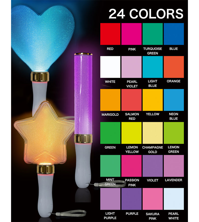 ペンライト ヘッド 3種セット ハート 星型 筒 コンサート カラチェン