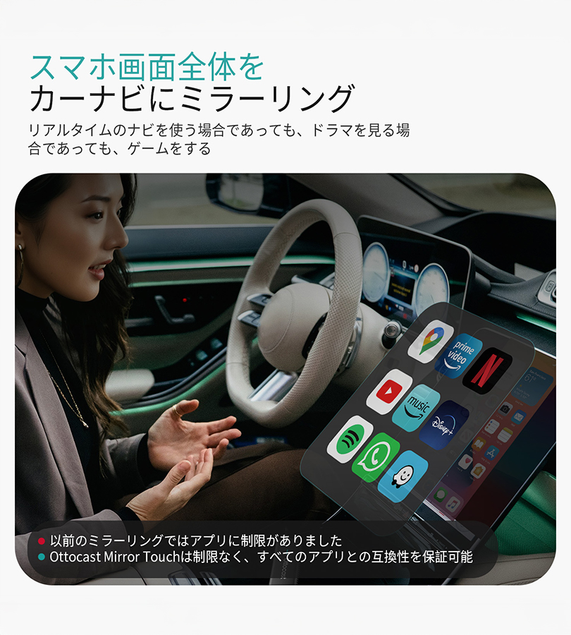 オットキャスト MIRROR TOUCH CA450 ミラータッチ スマホ ミラーリング