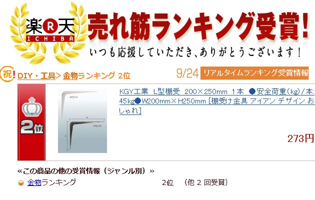 大人気大人気棚受け金具 KGY工業 Ｌ型棚受 200×250mm １本 壁面収納 ウォールシェルフ ウォールシェルフ