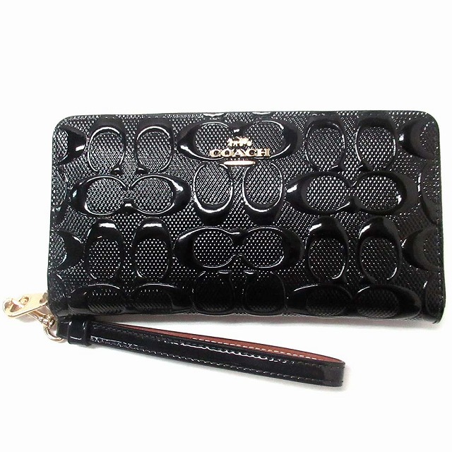 美品　COACH　コーチ　長財布　シグネチャー柄　パテントレザー　エナメル COACH（コーチ） 【並行輸入品】コーチ レザー財布 アウトレット