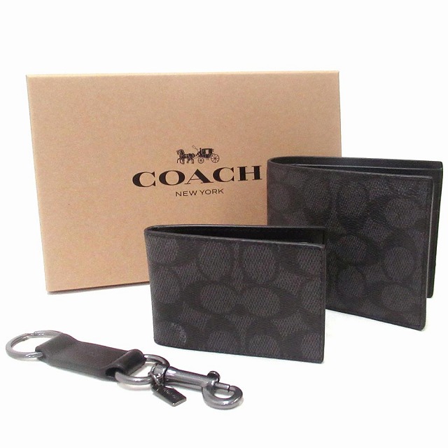 【国内発】コーチ CW344 二つ折り財布 カードケース キーリング COACH コーチ 財布 アウトレット メンズシグネチャー 二つ折り