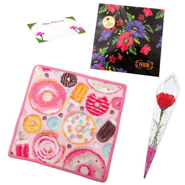 【並行輸入品】母の日ギフトセット FEILER フェイラー  ハンカチ タオル 25cmカーネションフラワー花束(造花)母の日メッセージカードフェイラーギフト | feiler | 03