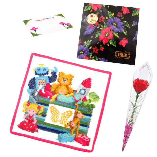 【並行輸入品】母の日ギフトセット FEILER フェイラー  ハンカチ タオル 25cmカーネションフラワー花束(造花)母の日メッセージカードフェイラーギフト | feiler | 06