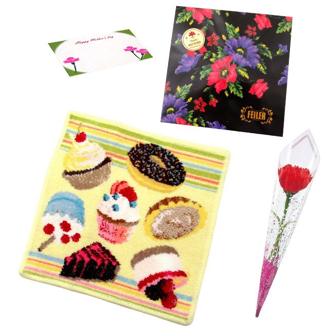 【並行輸入品】母の日ギフトセット FEILER フェイラー  ハンカチ タオル 25cmカーネションフラワー花束(造花)母の日メッセージカードフェイラーギフト | feiler | 09