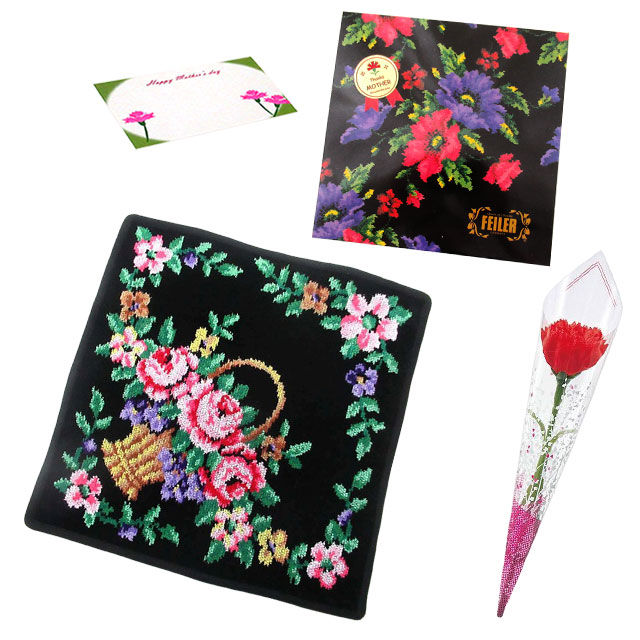 【並行輸入品】母の日 ギフトセット FEILER フェイラー  ハンカチ タオル 30cm カーネションフラワー花束(造花)母の日メッセージカード ギフトBox込みのセット | feiler | 07