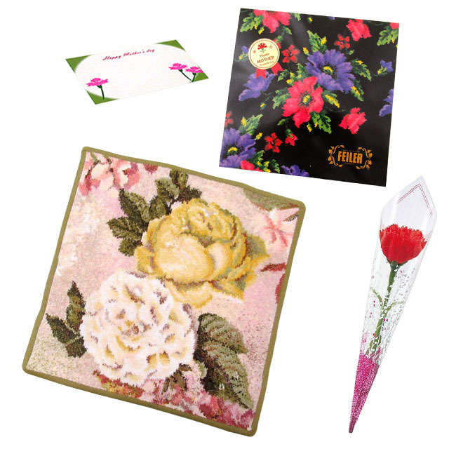 【並行輸入品】母の日 ギフトセット FEILER フェイラー  ハンカチ タオル 30cm カーネションフラワー花束(造花)母の日メッセージカード ギフトBox込みのセット | feiler | 08
