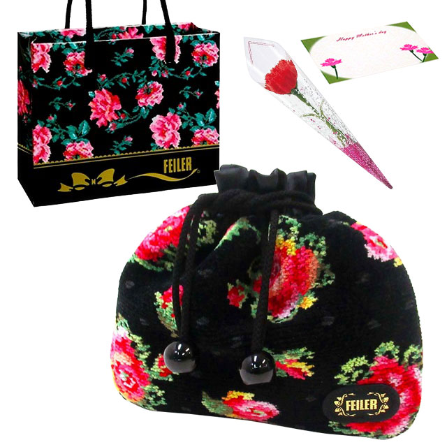 【並行輸入品】母の日 ギフトセット FEILER フェイラー巾着　ポーチ カーネションフラワー花束(造花)母の日メッセージカード 正規専用ショッパーセット | feiler | 03