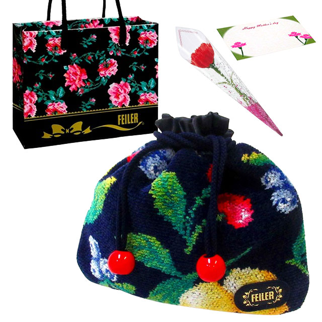 【並行輸入品】母の日 ギフトセット FEILER フェイラー巾着　ポーチ カーネションフラワー花束(造花)母の日メッセージカード 正規専用ショッパーセット | feiler | 04