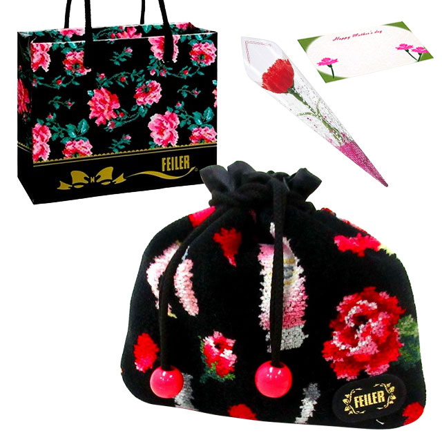 【並行輸入品】母の日 ギフトセット FEILER フェイラー巾着　ポーチ カーネションフラワー花束(造花)母の日メッセージカード 正規専用ショッパーセット | feiler | 05