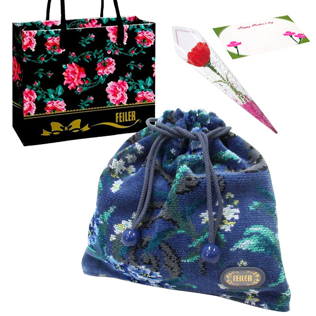 【並行輸入品】母の日 ギフトセット FEILER フェイラー巾着　ポーチ カーネションフラワー花束(造花)母の日メッセージカード 正規専用ショッパーセット | feiler | 07