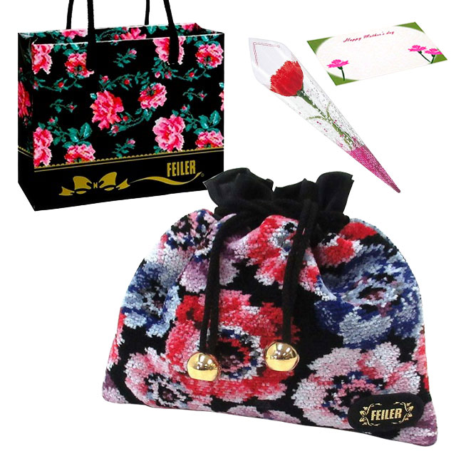 【並行輸入品】母の日 ギフトセット FEILER フェイラー巾着　ポーチ カーネションフラワー花束(造花)母の日メッセージカード 正規専用ショッパーセット | feiler | 08