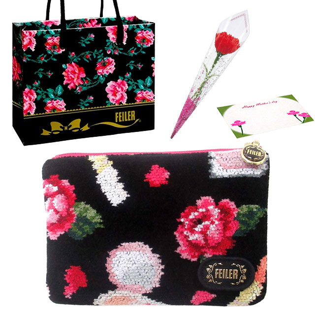 【並行輸入品】母の日 ギフトセット FEILER フェイラー  ポーチ カーネションフラワー花束(造花)母の日メッセージカード フェイラーギフトBoxセット | feiler | 03