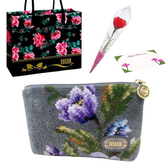 【並行輸入品】母の日 ギフトセット FEILER フェイラー  ポーチ カーネションフラワー花束(造花)母の日メッセージカード フェイラーギフトBoxセット | feiler | 05