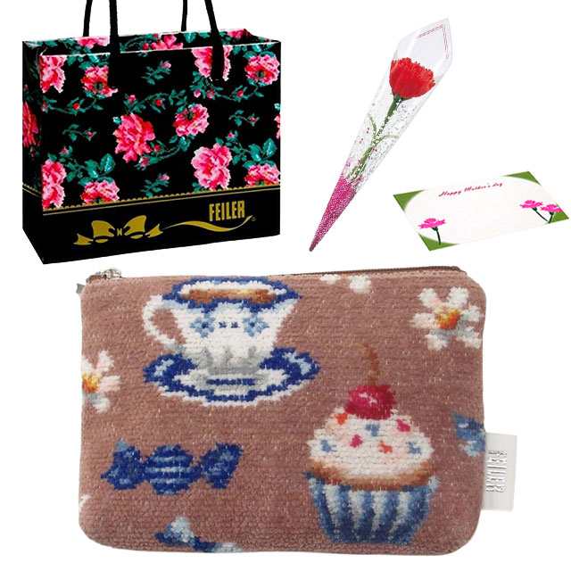 【並行輸入品】母の日 ギフトセット FEILER フェイラー  ポーチ カーネションフラワー花束(造花)母の日メッセージカード フェイラーギフトBoxセット | feiler | 06