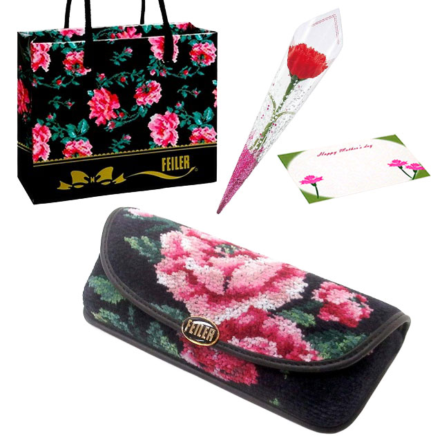 【並行輸入品】母の日 ギフトセット FEILER フェイラー メガネケース カーネションフラワー花束(造花)母の日メッセージカード フェイラーショッパーセット | feiler | 04