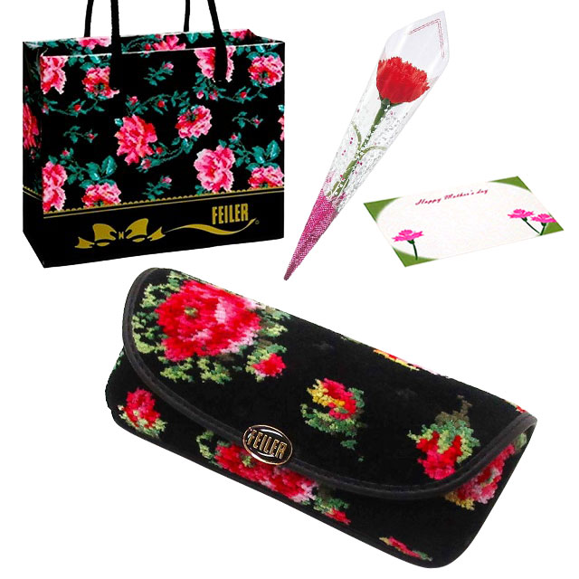 【並行輸入品】母の日 ギフトセット FEILER フェイラー メガネケース カーネションフラワー花束(造花)母の日メッセージカード フェイラーショッパーセット | feiler | 05