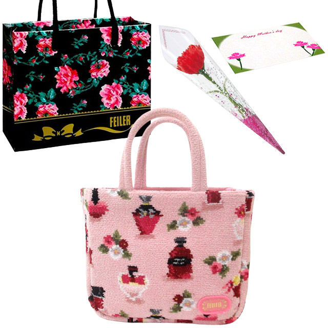 【並行輸入品】母の日 ギフトセット FEILER フェイラー  バッグ　ミニトートカーネションフラワー花束(造花)母の日メッセージカ  フェイラー  ショッパー | feiler | 04