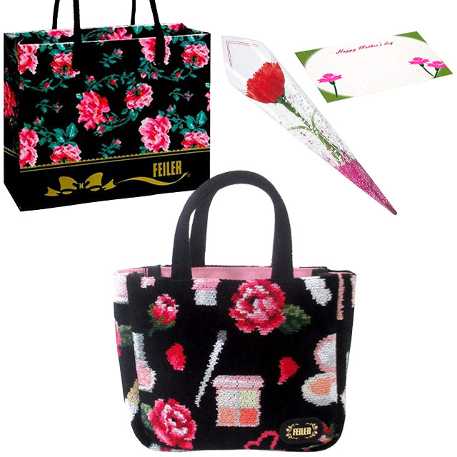【並行輸入品】母の日 ギフトセット FEILER フェイラー  バッグ　ミニトートカーネションフラワー花束(造花)母の日メッセージカ  フェイラー  ショッパー | feiler | 05