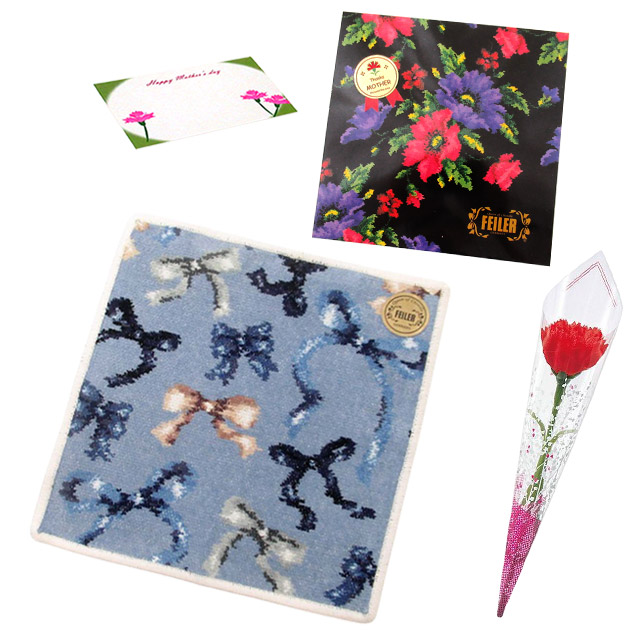 【並行輸入品】母の日 ギフトセットFEILER フェイラー ハンカチ タオル 25cm　正規代理店品　カーネションフラワー花束(造花)正規専用ギフトBox付 | feiler | 01