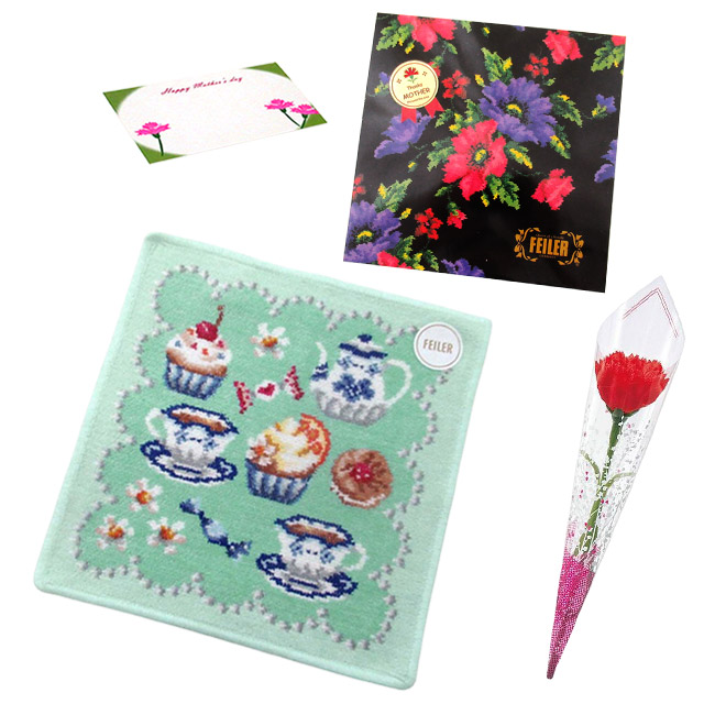 【並行輸入品】母の日 ギフトセットFEILER フェイラー ハンカチ タオル 25cm　正規代理店品　カーネションフラワー花束(造花)正規専用ギフトBox付 | feiler | 02