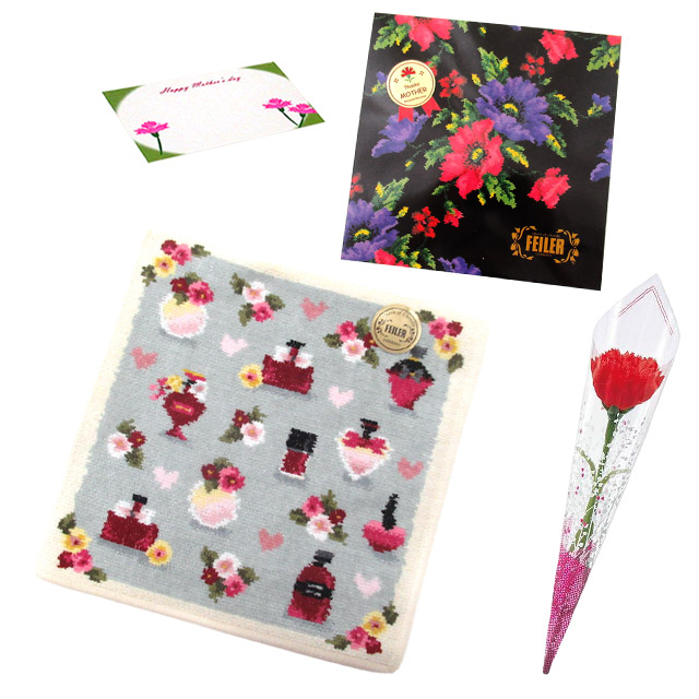 【並行輸入品】母の日 ギフトセットFEILER フェイラー ハンカチ タオル 25cm　正規代理店品　カーネションフラワー花束(造花)正規専用ギフトBox付 | feiler | 12