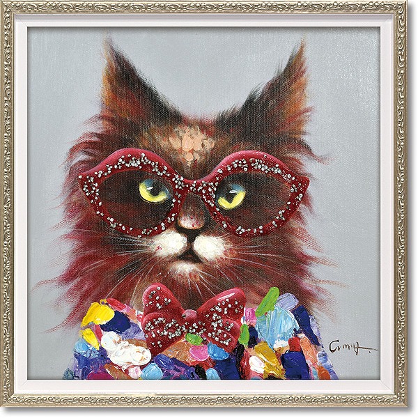ユーパワー 絵画 オイル ペイント アート 「ロングヘア キャット(S