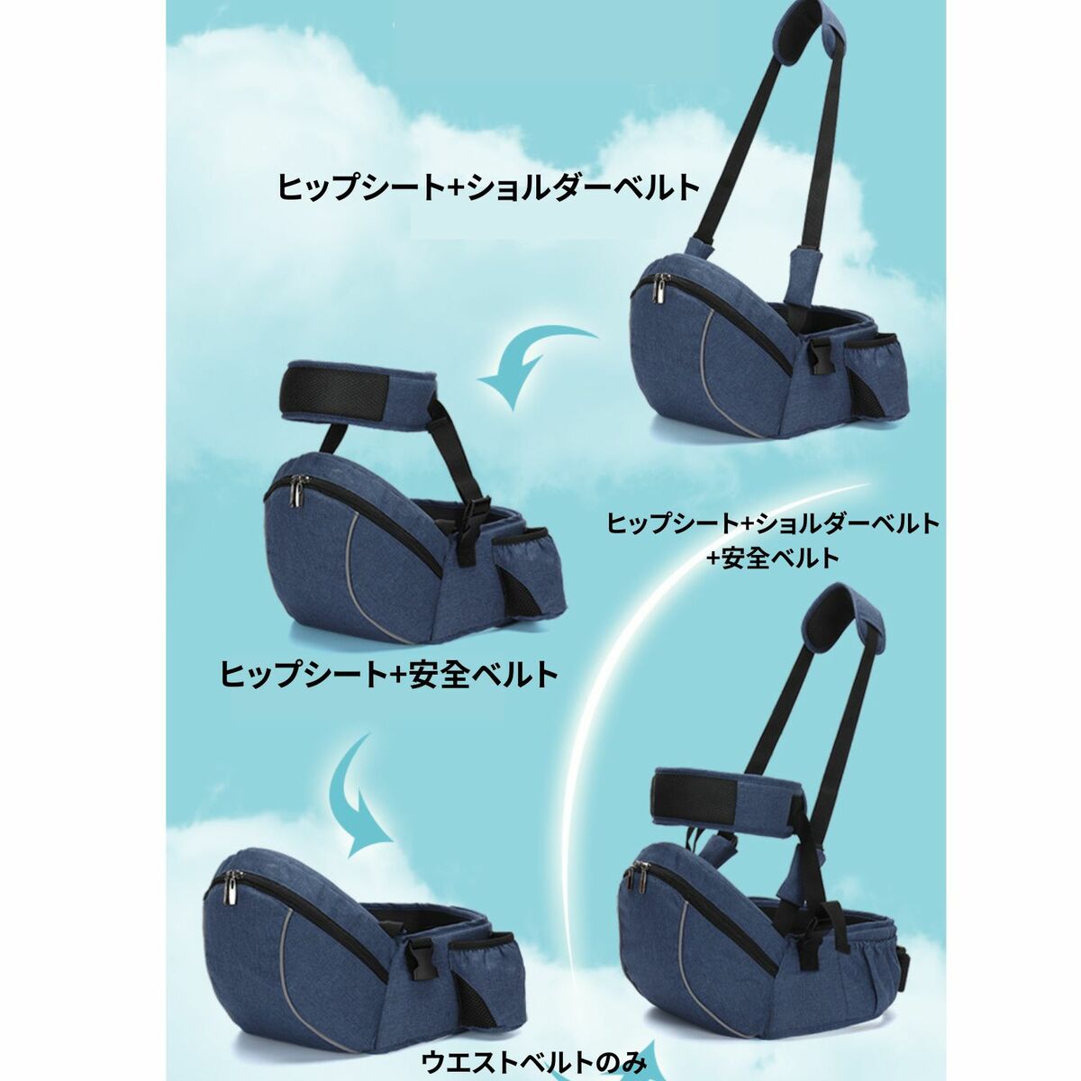 ヒップシート 抱っこ紐 コンパクト 折りたたみ 軽量 ショルダー ポケット付き 前向き 収納 おむつ おしりふき |  | 13