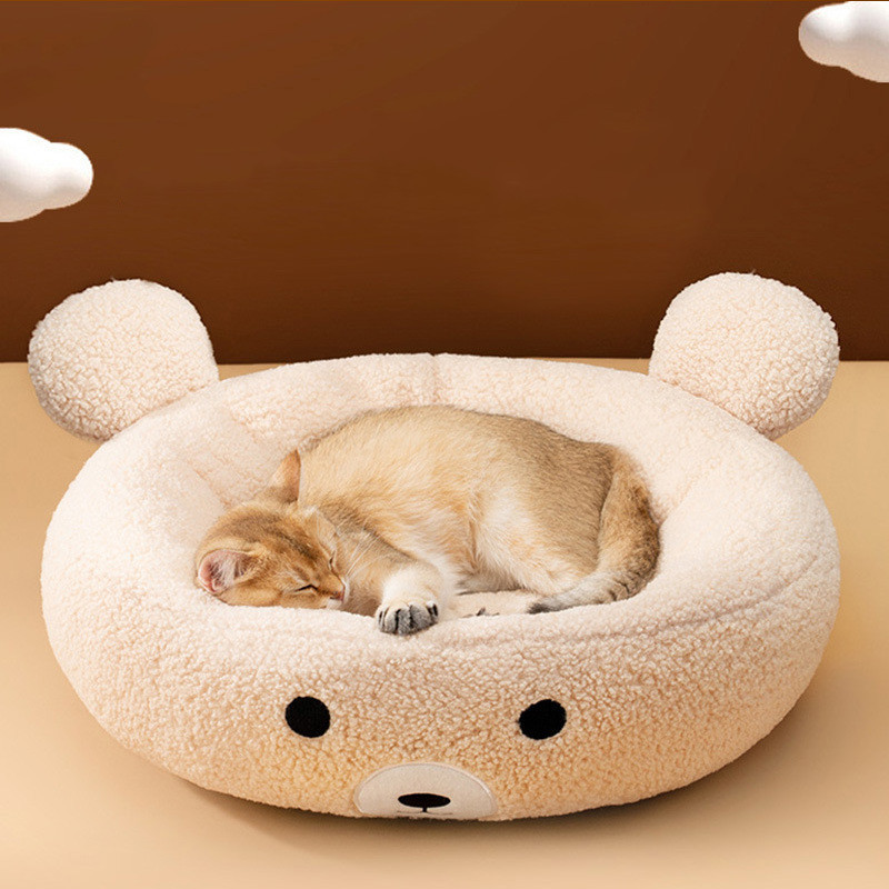 ペットソファー 猫 犬 ベッド ペットベッド 犬用ベッド 猫用ベッド クッション 丸型 ふわふわ 可愛い 小型犬用 キャット用 洗える  可愛いドーナツ型 :jxe453:SELECT EBISU MART - 通販