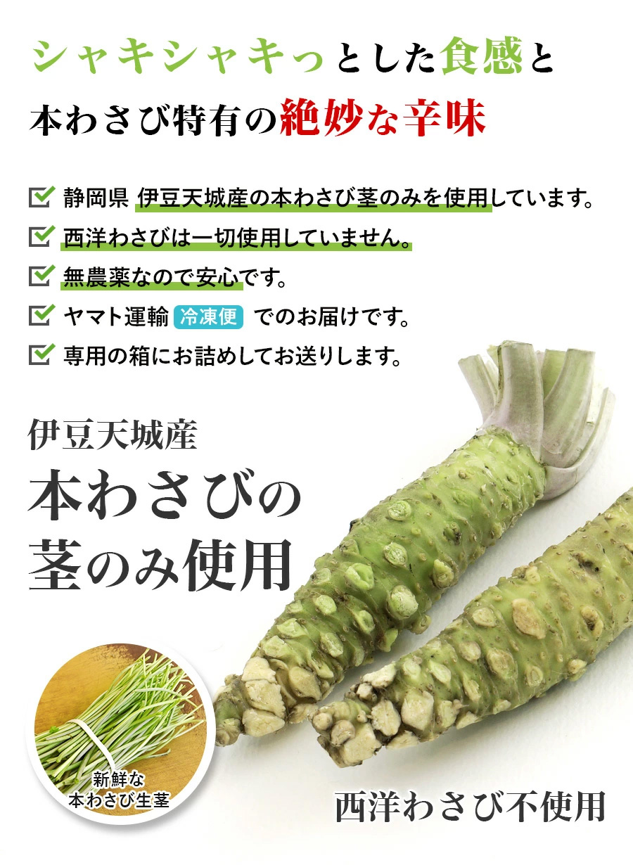 わさび きざみ茎ワサビ 国産 伊豆天城産 刻みわさび 200g（100g